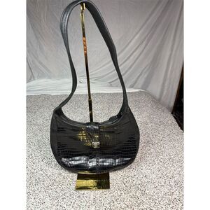 Brighton Kismet Black Croc-Embossed Leather Shoulder Bag for Women
